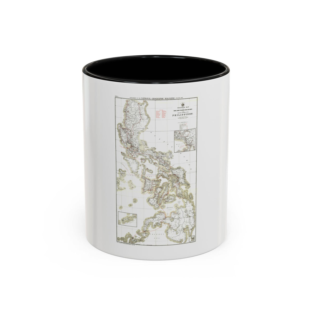 Philippines, The 1 & 2 (1902) (Map) Accent Coffee Mug