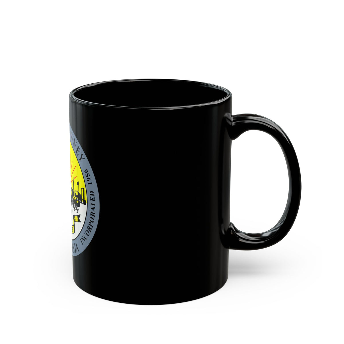 Seal of Downey California - Black Coffee Mug