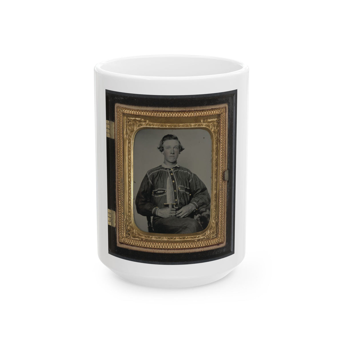 Unidentified Soldier In Confederate Uniform With Bowie Knife(2) (U.S. Civil War) White Coffee Mug