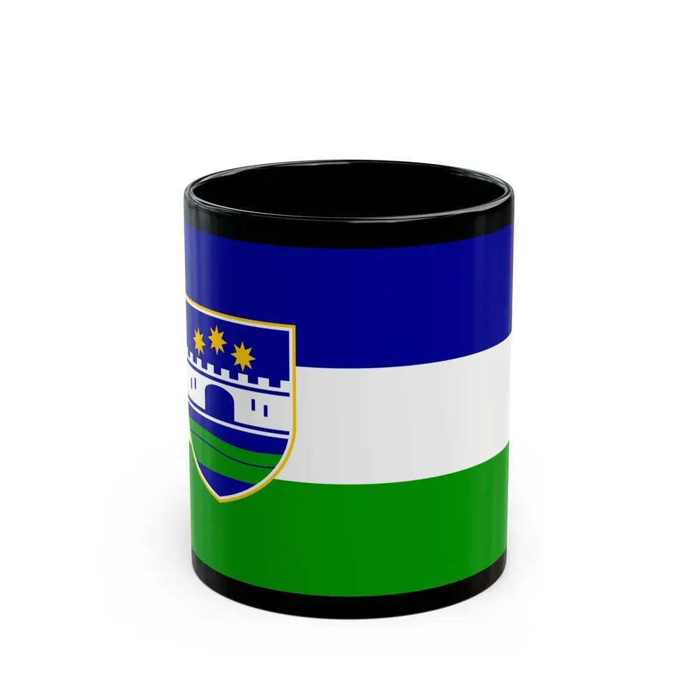 Flag of Una Sana Canton Bosnia and Herzegovina - Black Coffee Mug-11oz-Go Mug Yourself