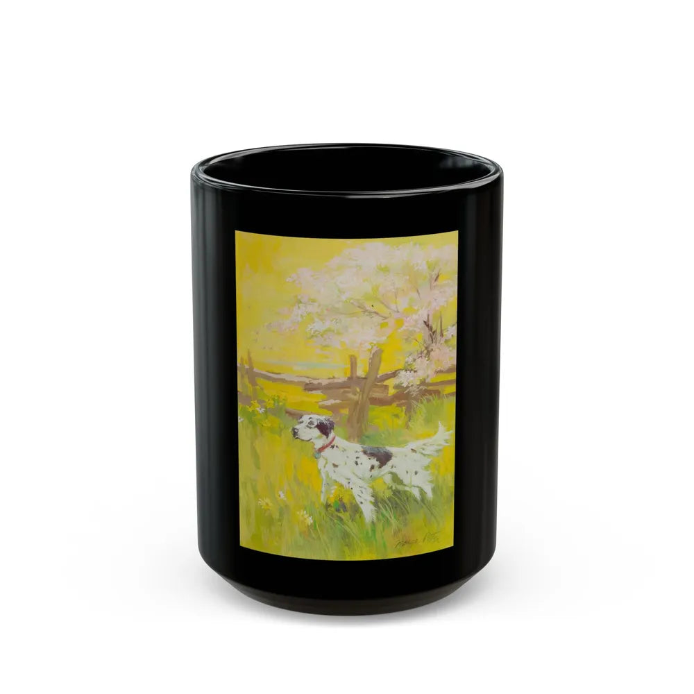 English Setter on a Field - Black Coffee Mug-15oz-Go Mug Yourself