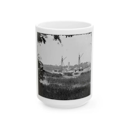 Deep Bottom, Va. U.S. Gunboat Mendota (In Service May 2, 1864) On The James (U.S. Civil War) White Coffee Mug-15oz-Go Mug Yourself