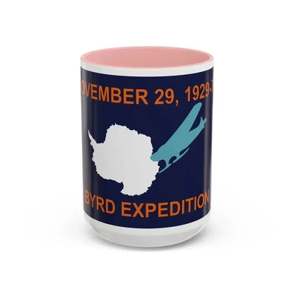 50th Anniversary Commemorative Flag of Byrd's First Antarctic Expedition - Accent Coffee Mug 15oz Pink - Go Mug Yourself