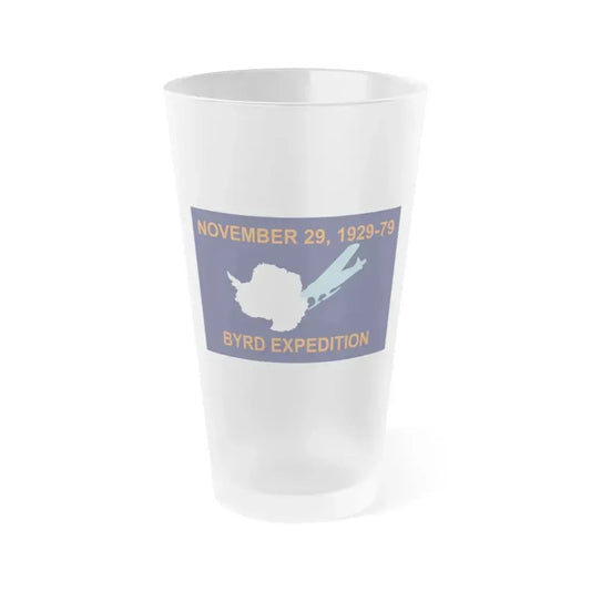 50th Anniversary Commemorative Flag of Byrd's First Antarctic Expedition - Frosted Pint Glass 16oz 16oz Frosted - Go Mug Yourself