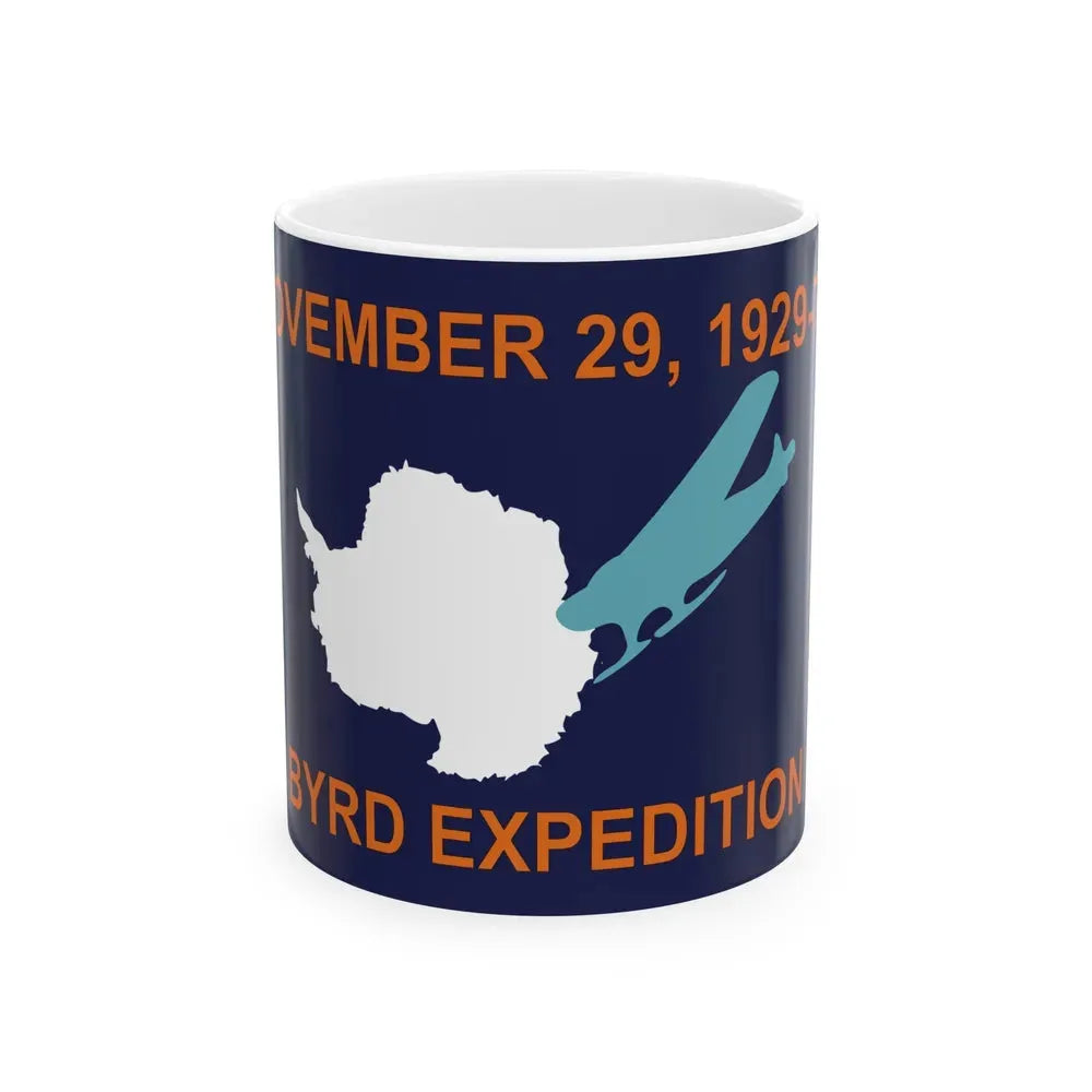 50th Anniversary Commemorative Flag of Byrd's First Antarctic Expedition - White Coffee Mug 11oz - Go Mug Yourself
