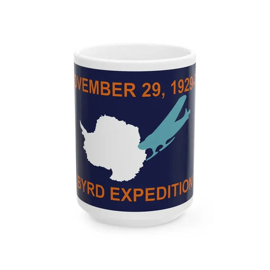 50th Anniversary Commemorative Flag of Byrd's First Antarctic Expedition - White Coffee Mug 15oz - Go Mug Yourself