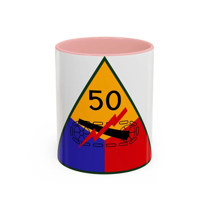 50th Armored Division (U.S. Army) Accent Coffee Mug-11oz-Pink-Go Mug Yourself