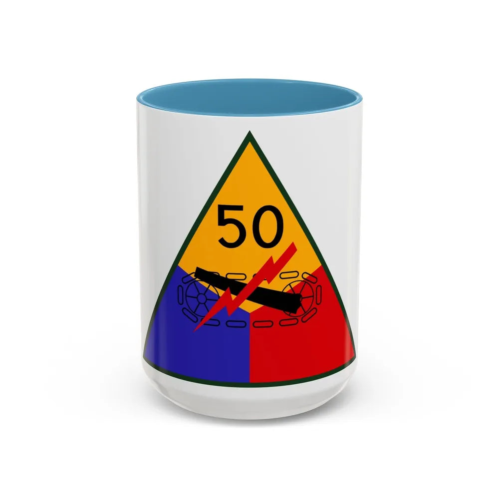 50th Armored Division (U.S. Army) Accent Coffee Mug-15oz-Light Blue-Go Mug Yourself