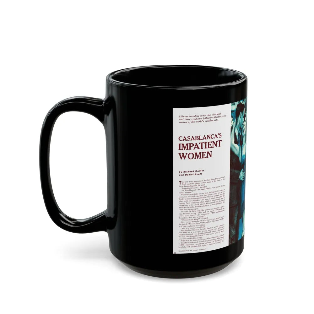 Casablanca's Impatient Women, Men magazine, c. 1958 - Black Coffee Mug-Go Mug Yourself