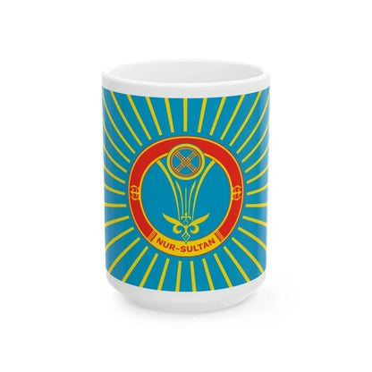 Flag of Nur Sultan Kazakhstan - White Coffee Mug-15oz-Go Mug Yourself