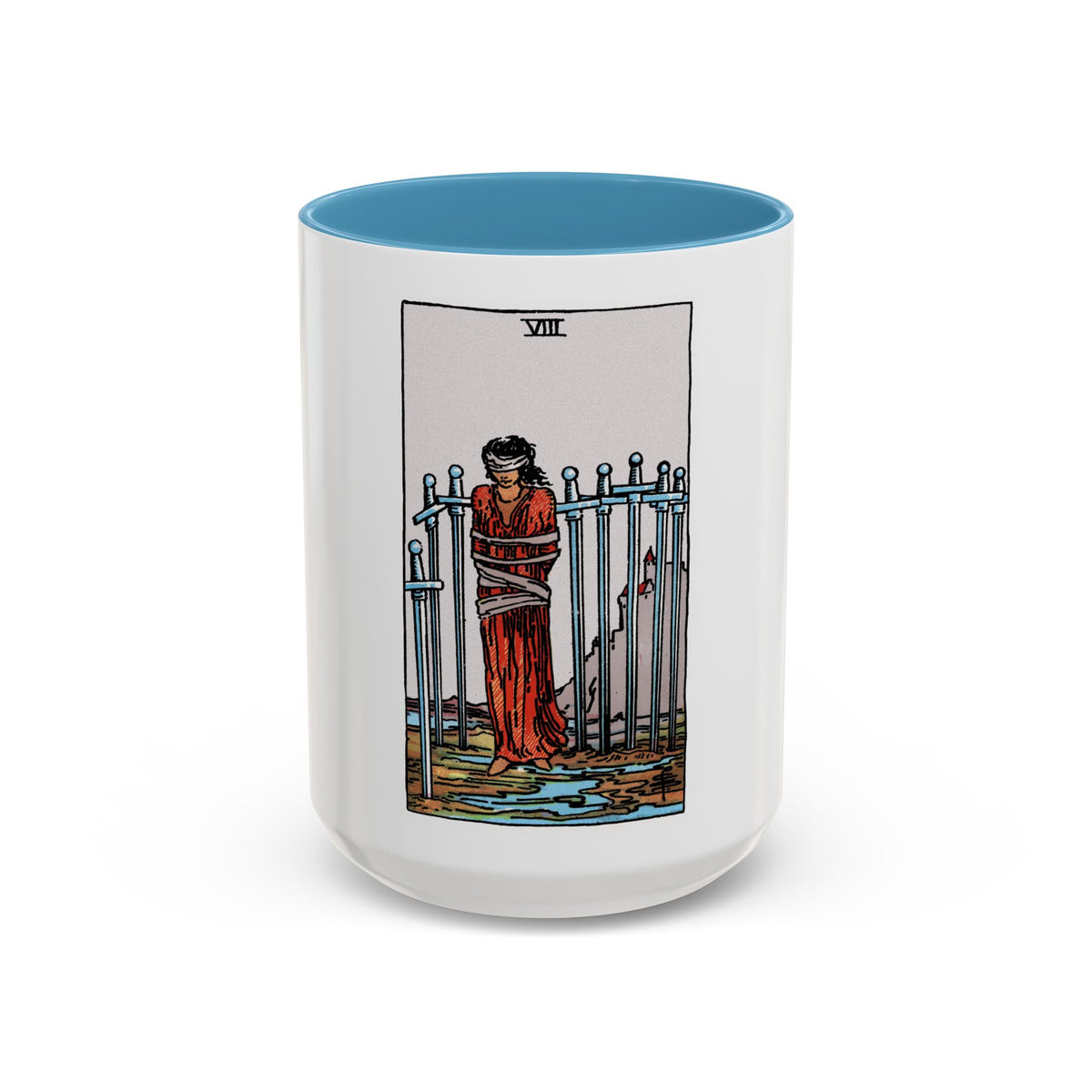 The 8 of Swords (Tarot Card) Accent Coffee Mug