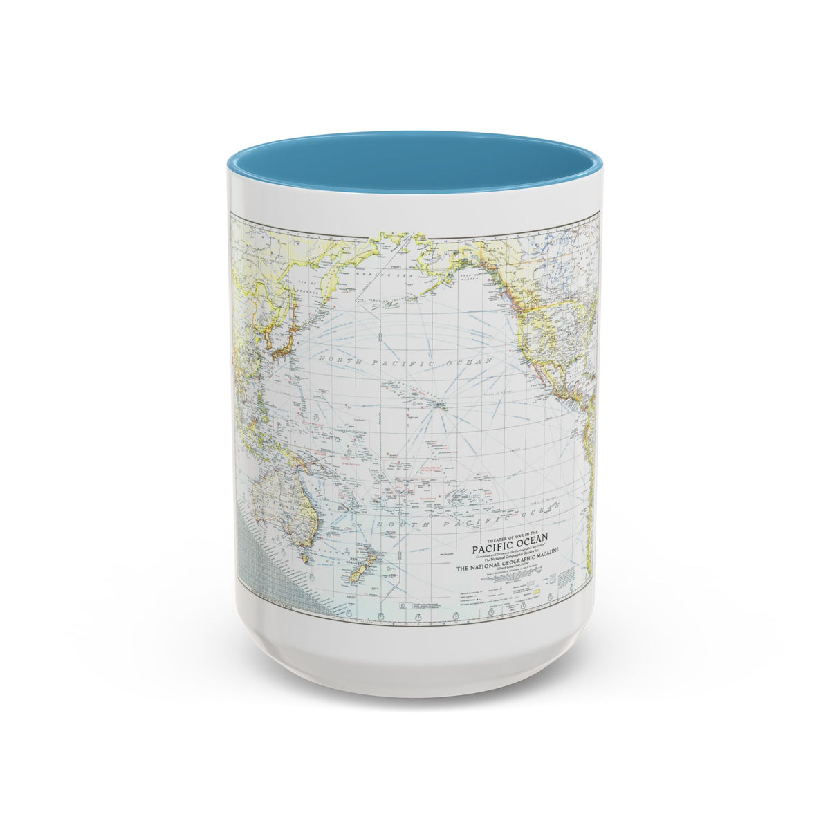 Pacific Ocean - Theater of War (1942) (Map) Accent Coffee Mug