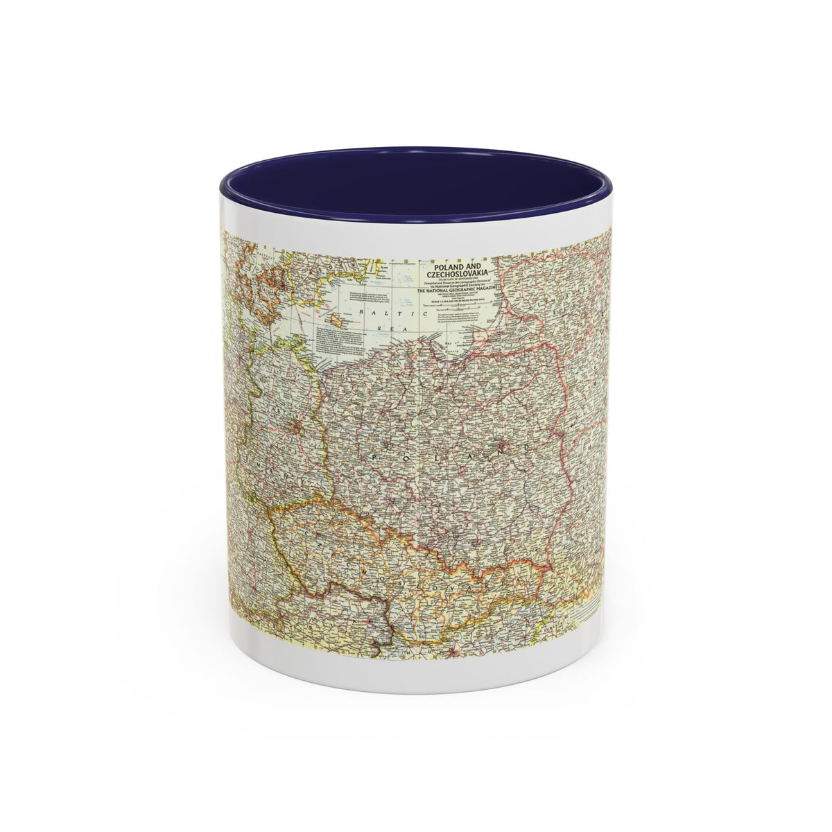 Poland and Czechoslovakia (1958) (Map) Accent Coffee Mug