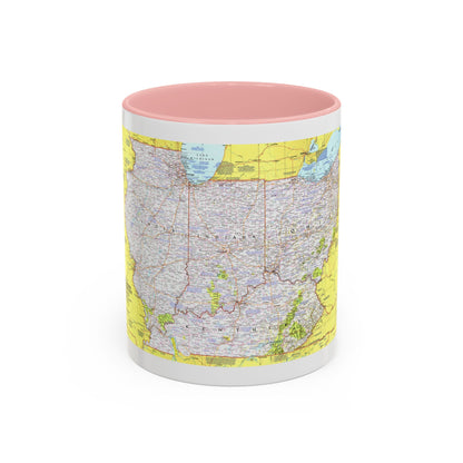 USA - Illinois, Indiana, Ohio, Kentucky 1 (1977) (Map) Accent Coffee Mug