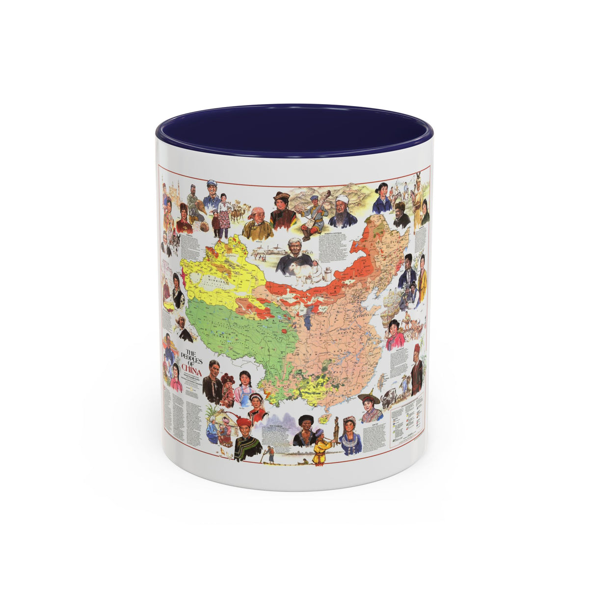 China - The Peoples (1980) (Map) Accent Coffee Mug