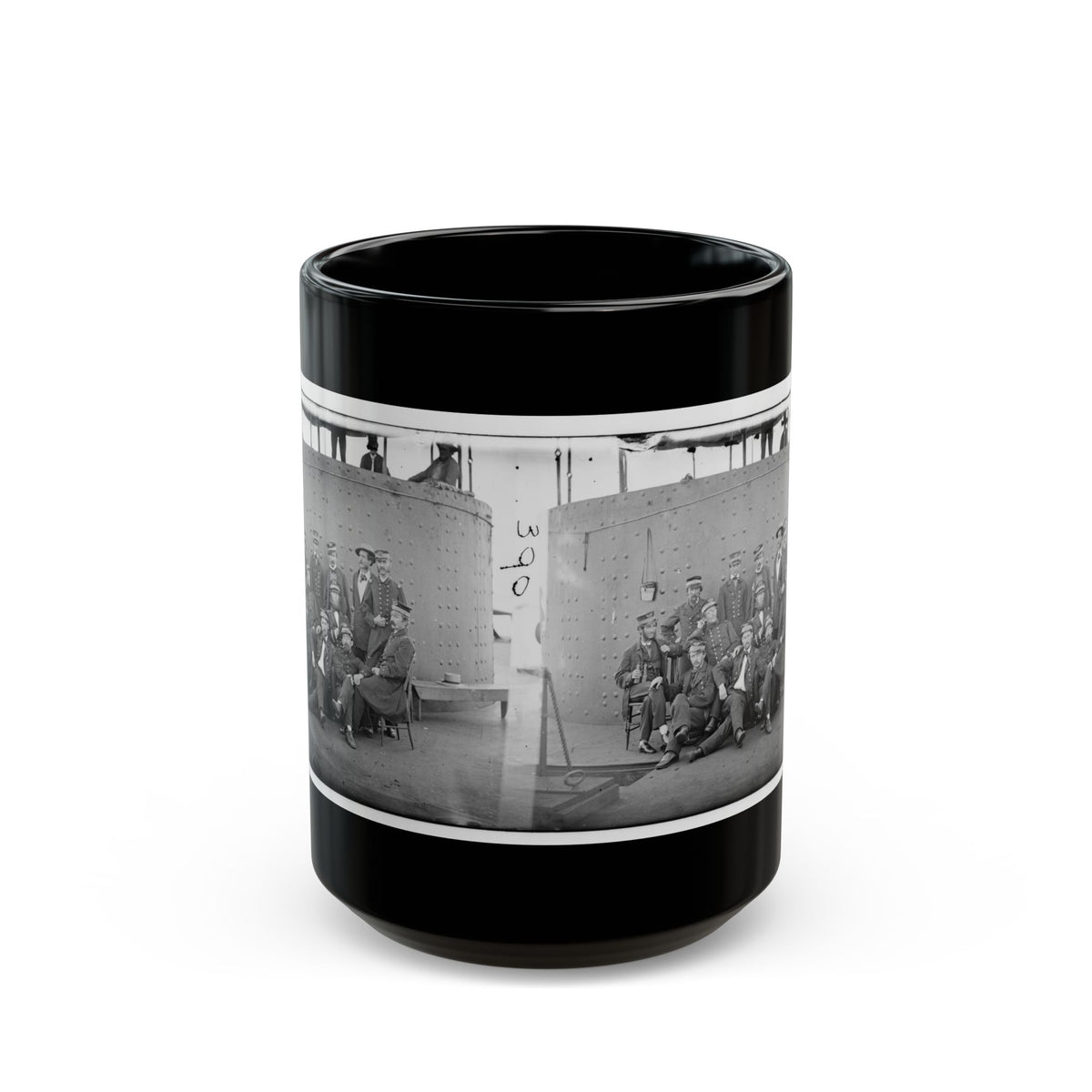 James River, Va. Officers Of The U.S.S. Monitor Grouped By The Turret (U.S. Civil War) Black Coffee Mug