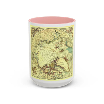 North Pole (1907) (Map) Accent Coffee Mug-15oz-Pink-Go Mug Yourself