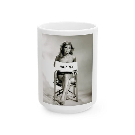 Julie Ege #270 - 8x10 B&W Full Body Semi Nude from 70's via a HQ LQ Re-Strike from (Vintage Female Icon) White Coffee Mug-15oz-Go Mug Yourself