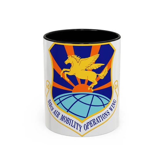 515 Air Mobility Operations Wing AMC (U.S. Air Force) Accent Coffee Mug 11oz Black - Go Mug Yourself