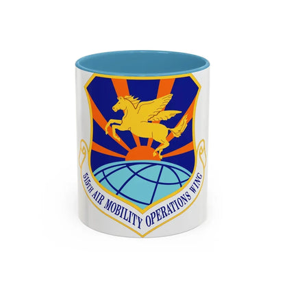 515 Air Mobility Operations Wing AMC (U.S. Air Force) Accent Coffee Mug 11oz Light Blue - Go Mug Yourself