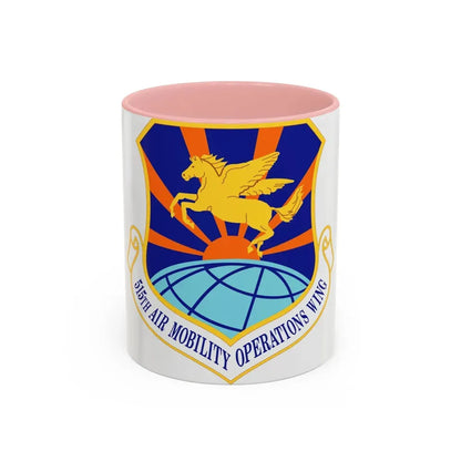 515 Air Mobility Operations Wing AMC (U.S. Air Force) Accent Coffee Mug 11oz Pink - Go Mug Yourself
