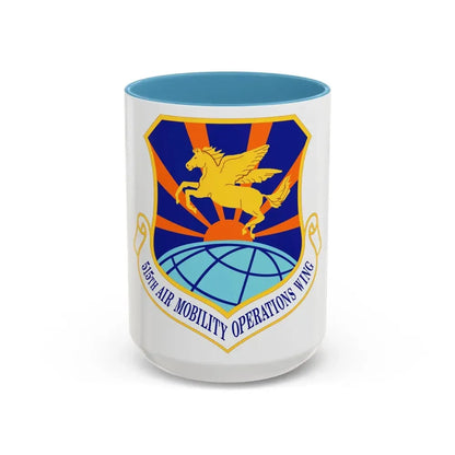 515 Air Mobility Operations Wing AMC (U.S. Air Force) Accent Coffee Mug 15oz Light Blue - Go Mug Yourself