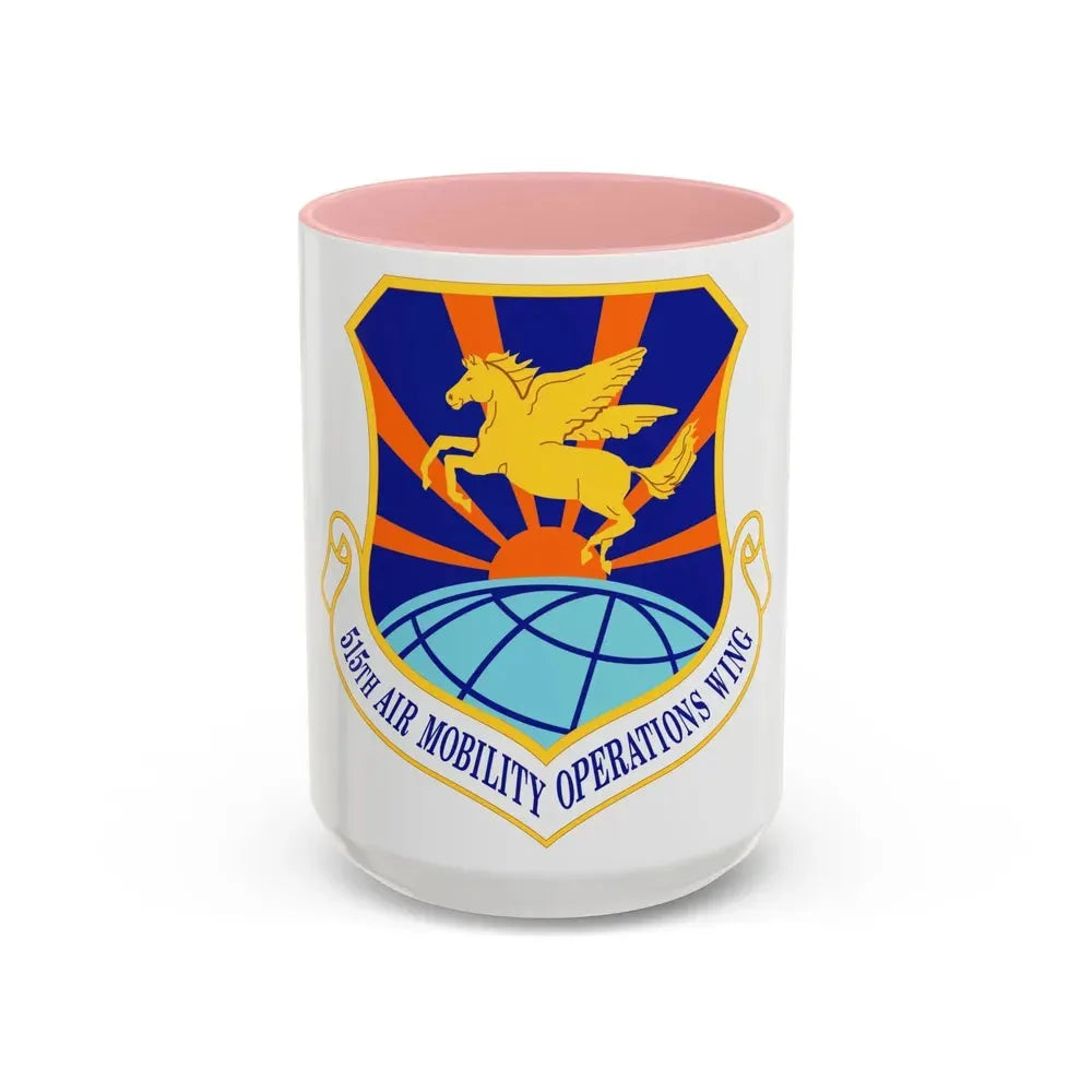 515 Air Mobility Operations Wing AMC (U.S. Air Force) Accent Coffee Mug 15oz Pink - Go Mug Yourself
