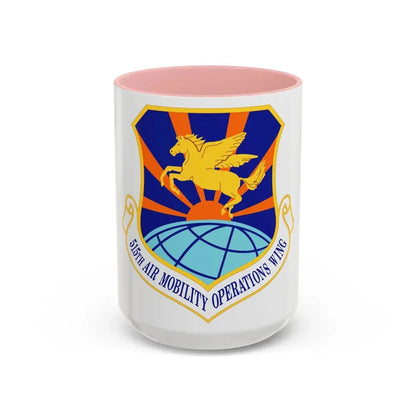 515 Air Mobility Operations Wing AMC (U.S. Air Force) Accent Coffee Mug 15oz Pink - Go Mug Yourself