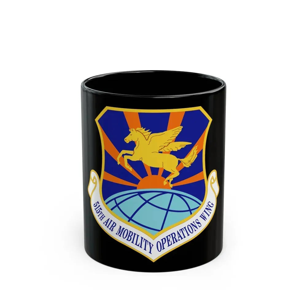 515 Air Mobility Operations Wing AMC (U.S. Air Force) Black Coffee Mug 11oz - Go Mug Yourself