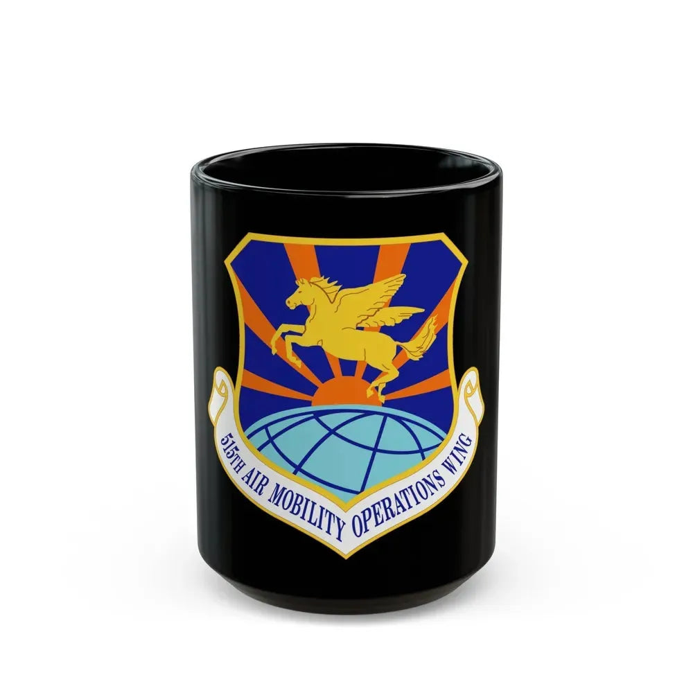 515 Air Mobility Operations Wing AMC (U.S. Air Force) Black Coffee Mug 15oz - Go Mug Yourself
