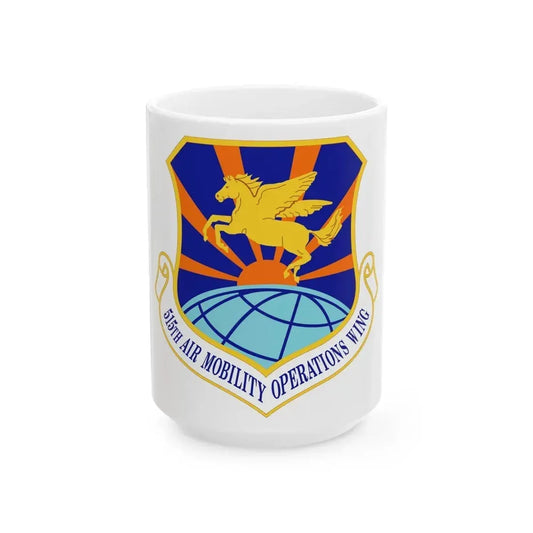 515 Air Mobility Operations Wing AMC (U.S. Air Force) White Coffee Mug 15oz - Go Mug Yourself