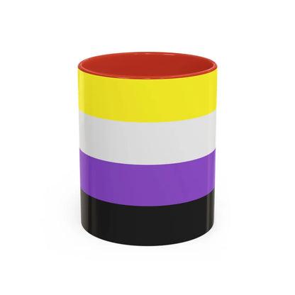 Nonbinary Pride Flag - Accent Coffee Mug-11oz-Red-Go Mug Yourself