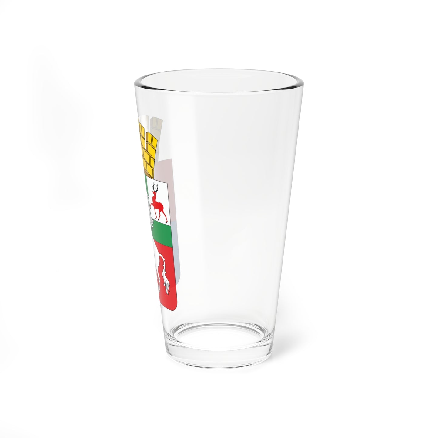 Coat of arms of Vyksa Novgorod Oblast with canton and crown (Russia) (Coat of Arms) Pint Glass 16oz