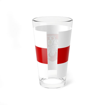 Flag of Belarus 1918 1991-1995 with historic coat of arms (Belarus) (Coat of Arms) Pint Glass 16oz
