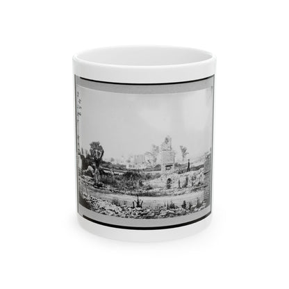 Ruins At Hampton, Virginia Showing Chimneys, And Man Standing (U.S. Civil War) White Coffee Mug