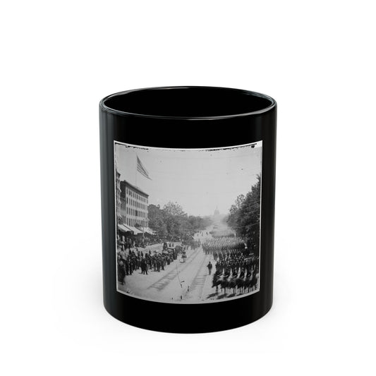 Washington, D.C. Infantry Units With Fixed Bayonets Passing On Pennsylvania Avenue Near The Treasury (U.S. Civil War) Black Coffee Mug