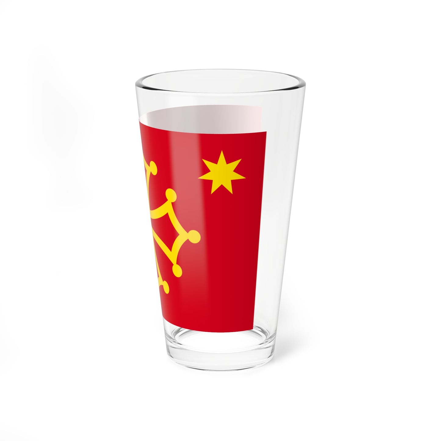 Flag of Occitania with star (France) Pint Glass 16oz
