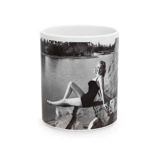 Lori Nelson #236 - 8x10 1-Piece Swimsuit B&W Cheesecake Vintage Pin-Up Photo from 7-11-1952 3 (Vintage Female Icon) White Coffee Mug-11oz-Go Mug Yourself