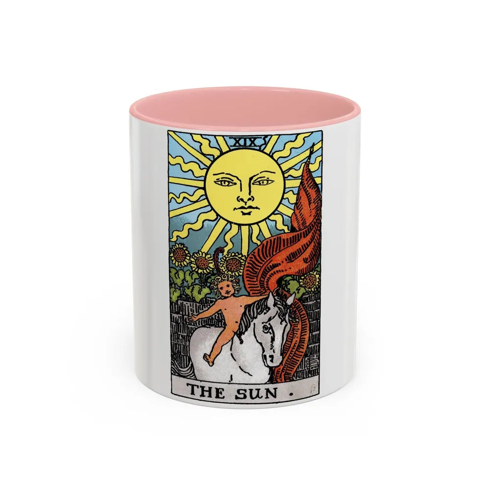 The Sun (Tarot Card) Accent Coffee Mug-11oz-Pink-Go Mug Yourself