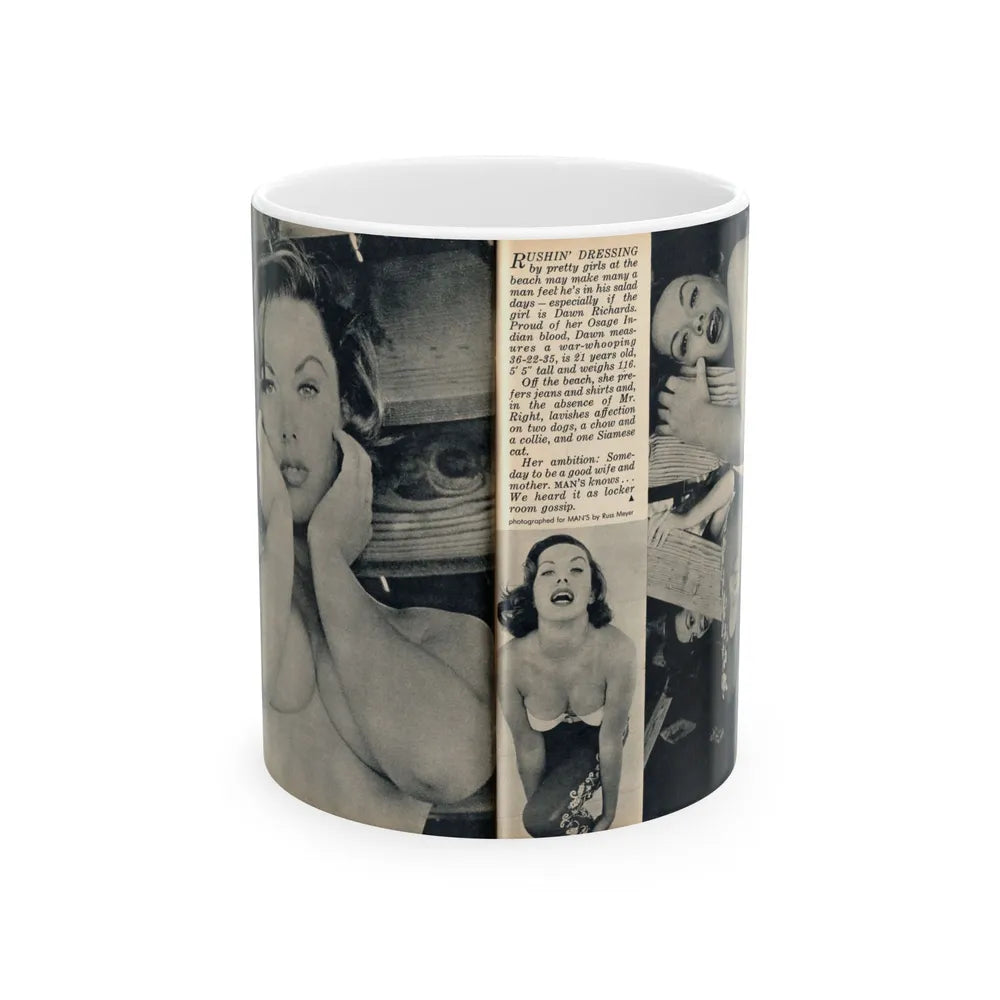 Dawn Richard #106 - [Pages 48 & 49] Including Pages 3 & 4 of 4 with, 3 B&W Photos from MAN's Magazine June 1963 (Vintage Female Icon) White Coffee Mug-11oz-Go Mug Yourself