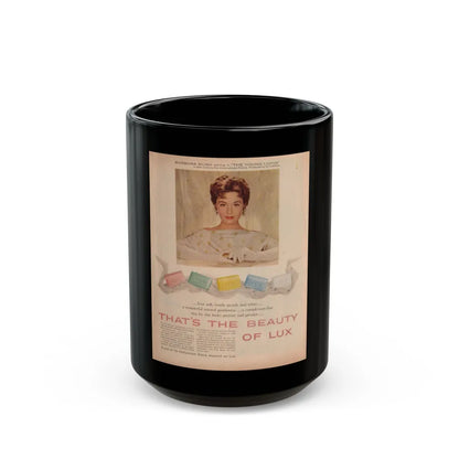 Barbara Rush #49 - Lux Soap Add (Vintage Female Icon) Black Coffee Mug-15oz-Go Mug Yourself