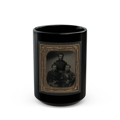 Three Unidentified Soldiers, Probably Of Company B, 23rd Ohio Infantry Regiment, With Revolvers And Sword (U.S. Civil War) Black Coffee Mug