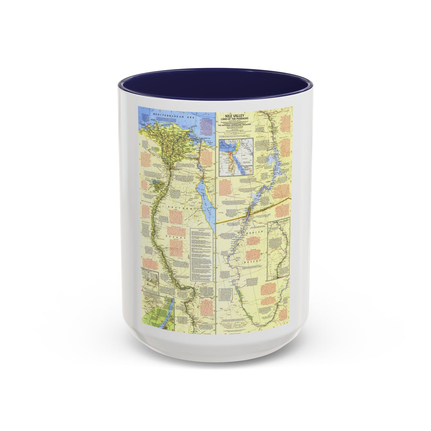 Egypt - Nile Valley, Land of the Pharaohs (1965) (Map) Accent Coffee Mug