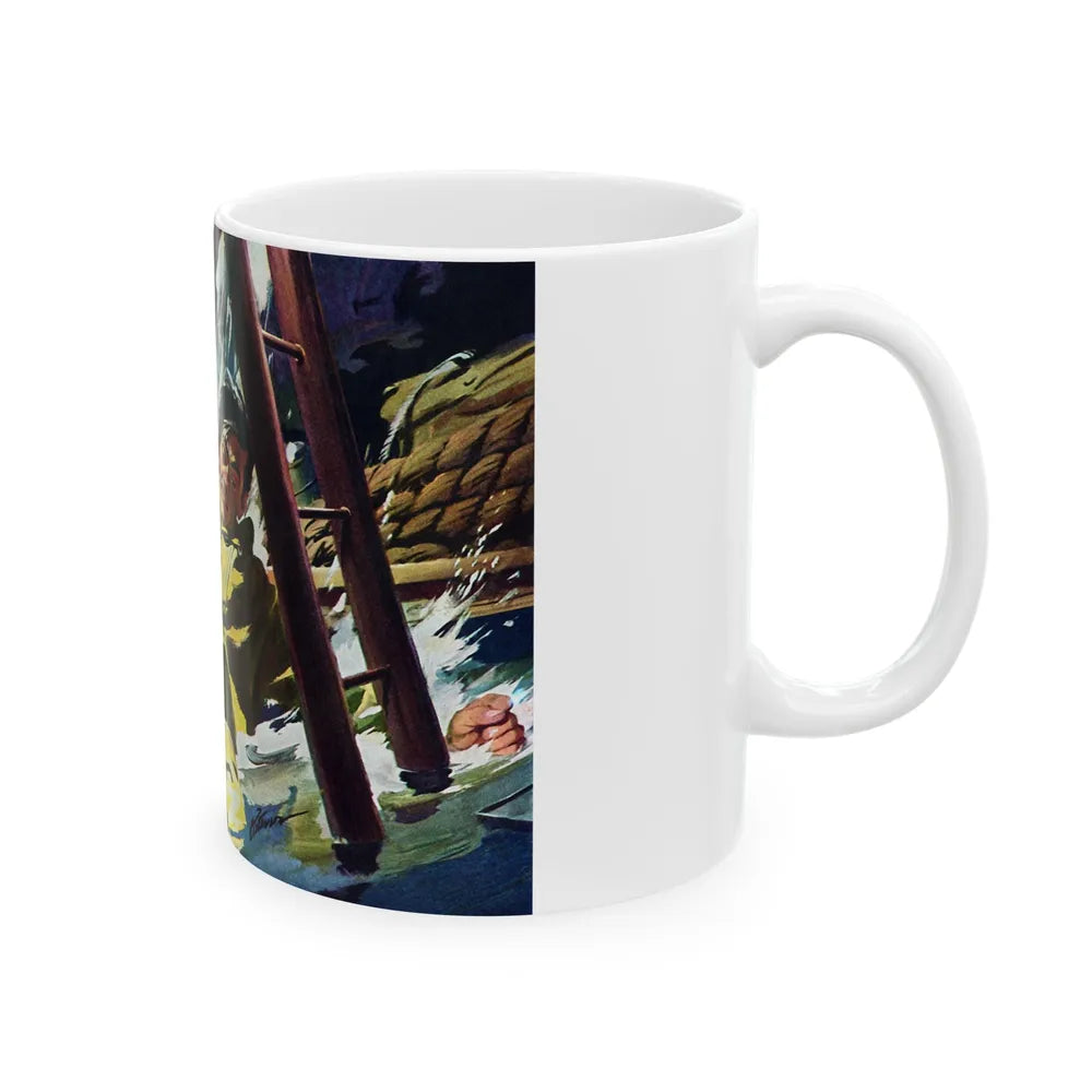 Death Below Decks by Brian Cleeve, The Saturday Evening Post, 1957 - White Coffee Mug-Go Mug Yourself