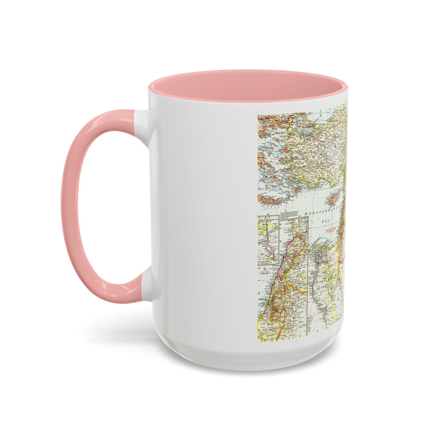 Middle East - The Eastern Mediterranean (1959) (Map) Accent Coffee Mug