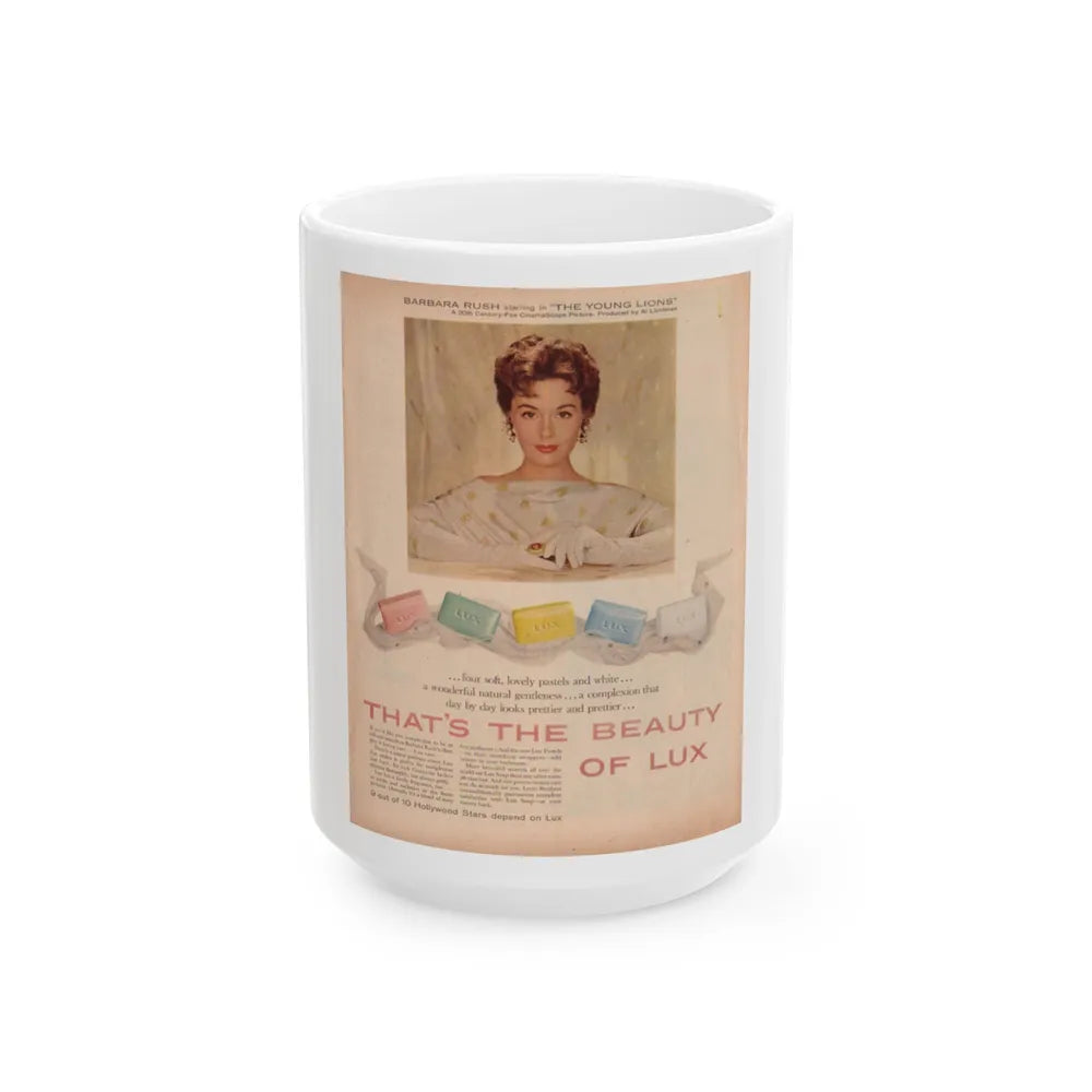 Barbara Rush #49 - Lux Soap Add (Vintage Female Icon) White Coffee Mug-15oz-Go Mug Yourself