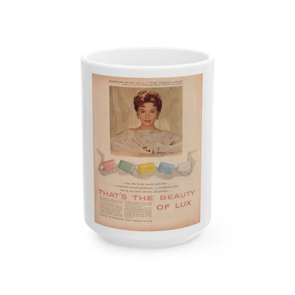 Barbara Rush #49 - Lux Soap Add (Vintage Female Icon) White Coffee Mug-15oz-Go Mug Yourself