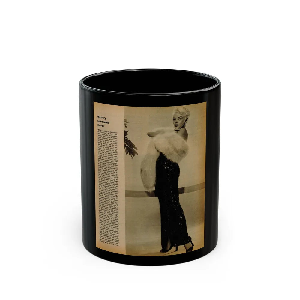 Sheree North #343 - 1 8x10 Page of B&W Glamour Photo with, Short Article from Movie Star Magazine Circa 1950's (Vintage Female Icon) Black Coffee Mug-11oz-Go Mug Yourself