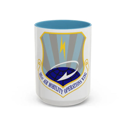 521st Air Mobility Operations Wing (U.S. Air Force) Accent Coffee Mug 15oz Light Blue - Go Mug Yourself