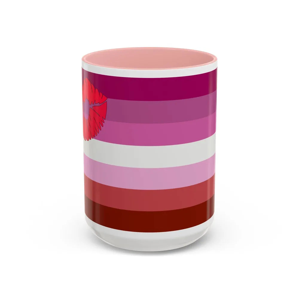 Lipstick lesbian Pride Flag - Accent Coffee Mug-15oz-Pink-Go Mug Yourself